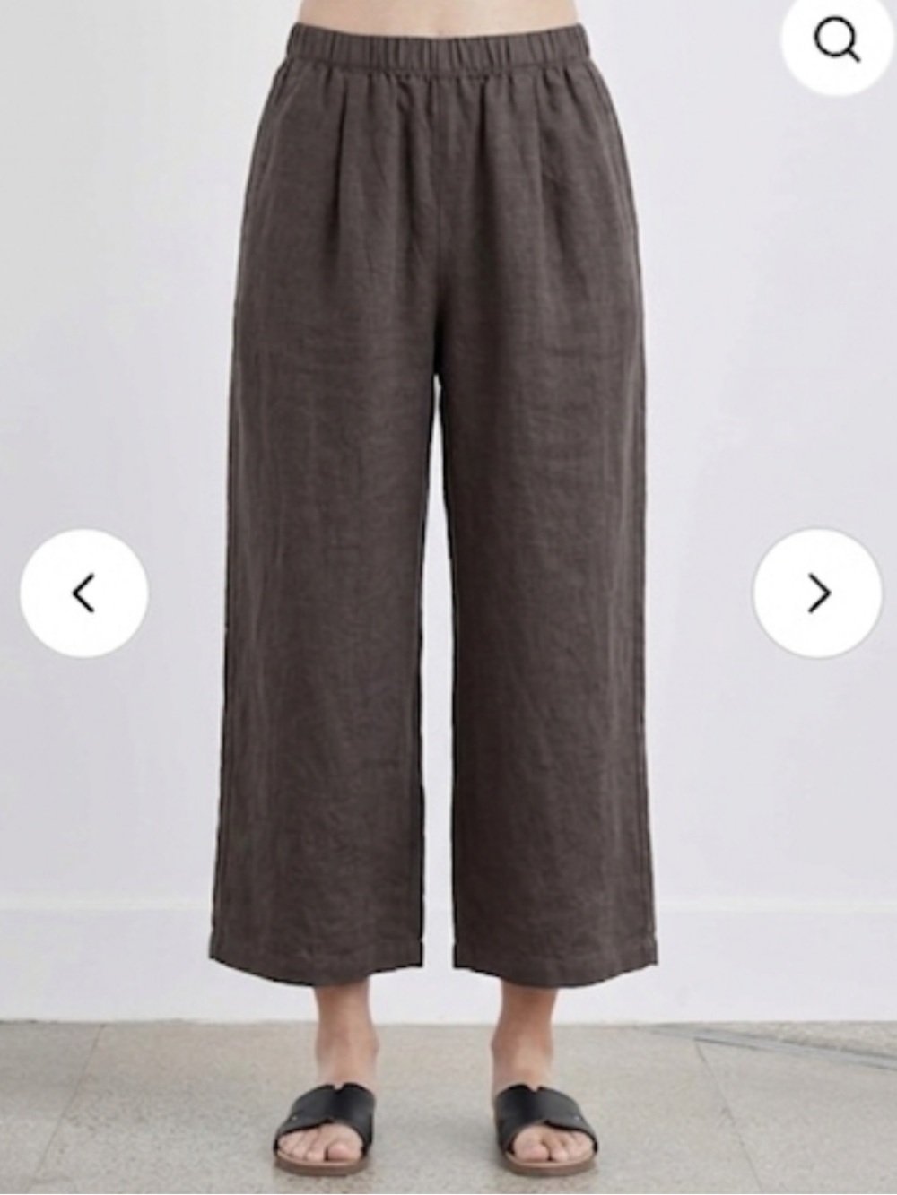 Cut Loose Hanky 100% Linen Lagenlook Cropped Pants Sz M in Cobblestone
